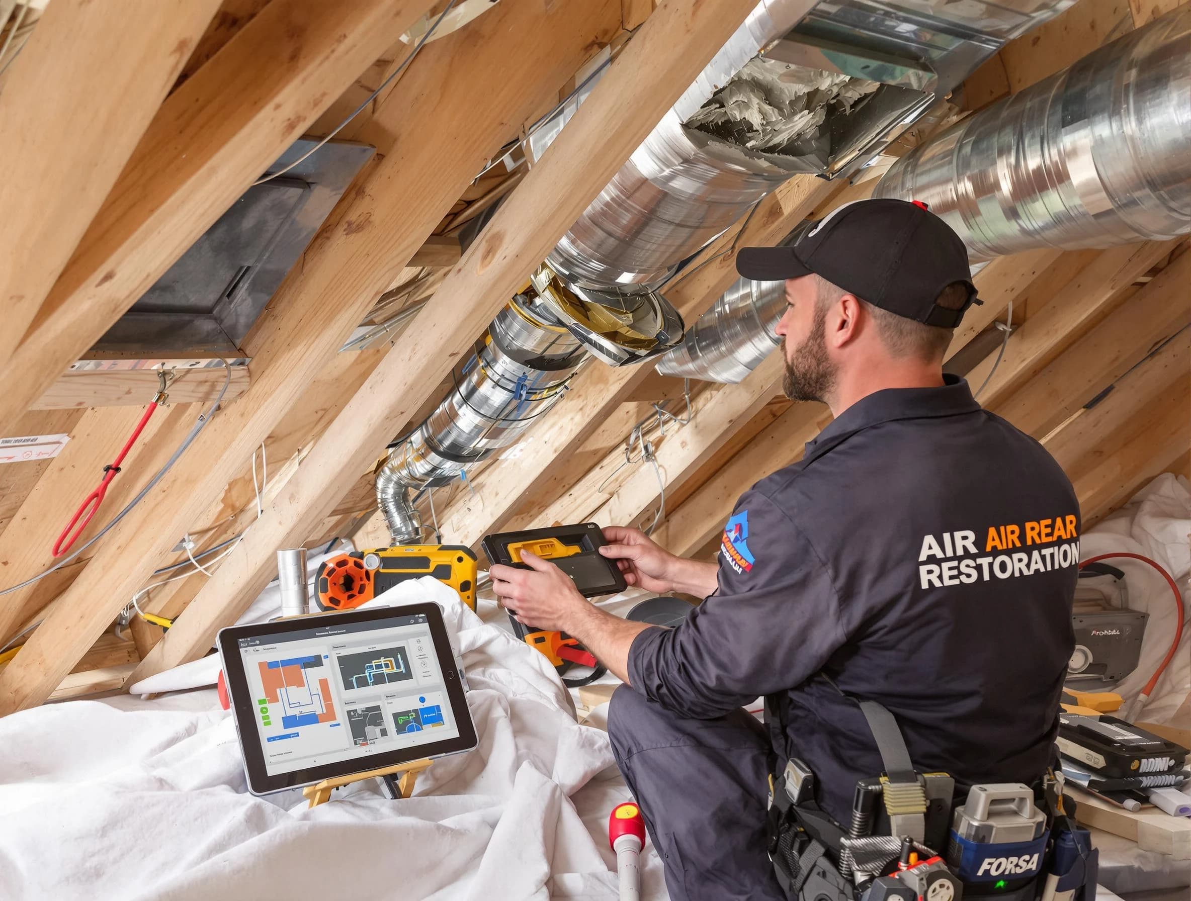 Tooele Air Duct Cleaning technician performing precise duct repair work in Tooele