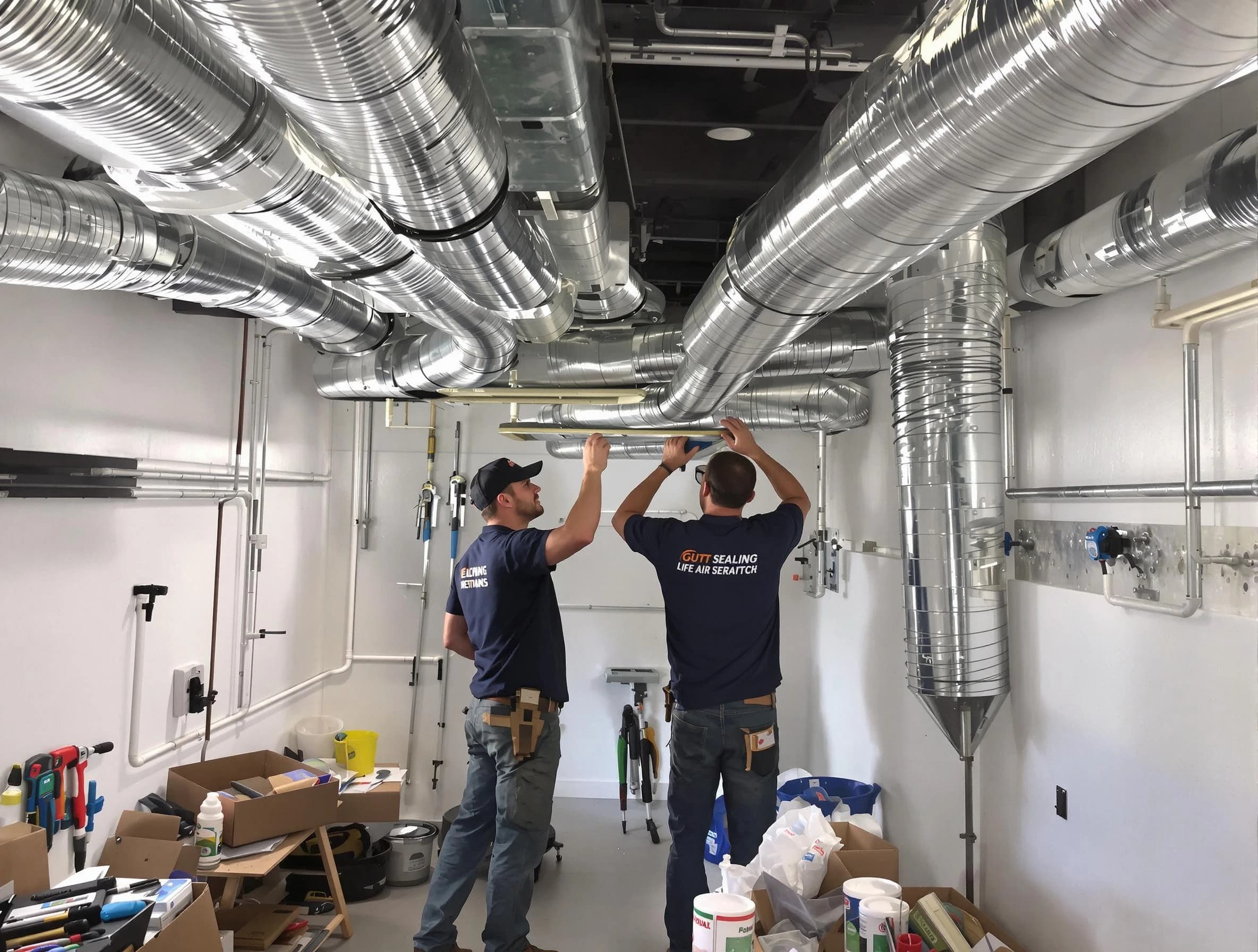 Tooele Air Duct Cleaning technician applying professional duct sealing solutions in Tooele