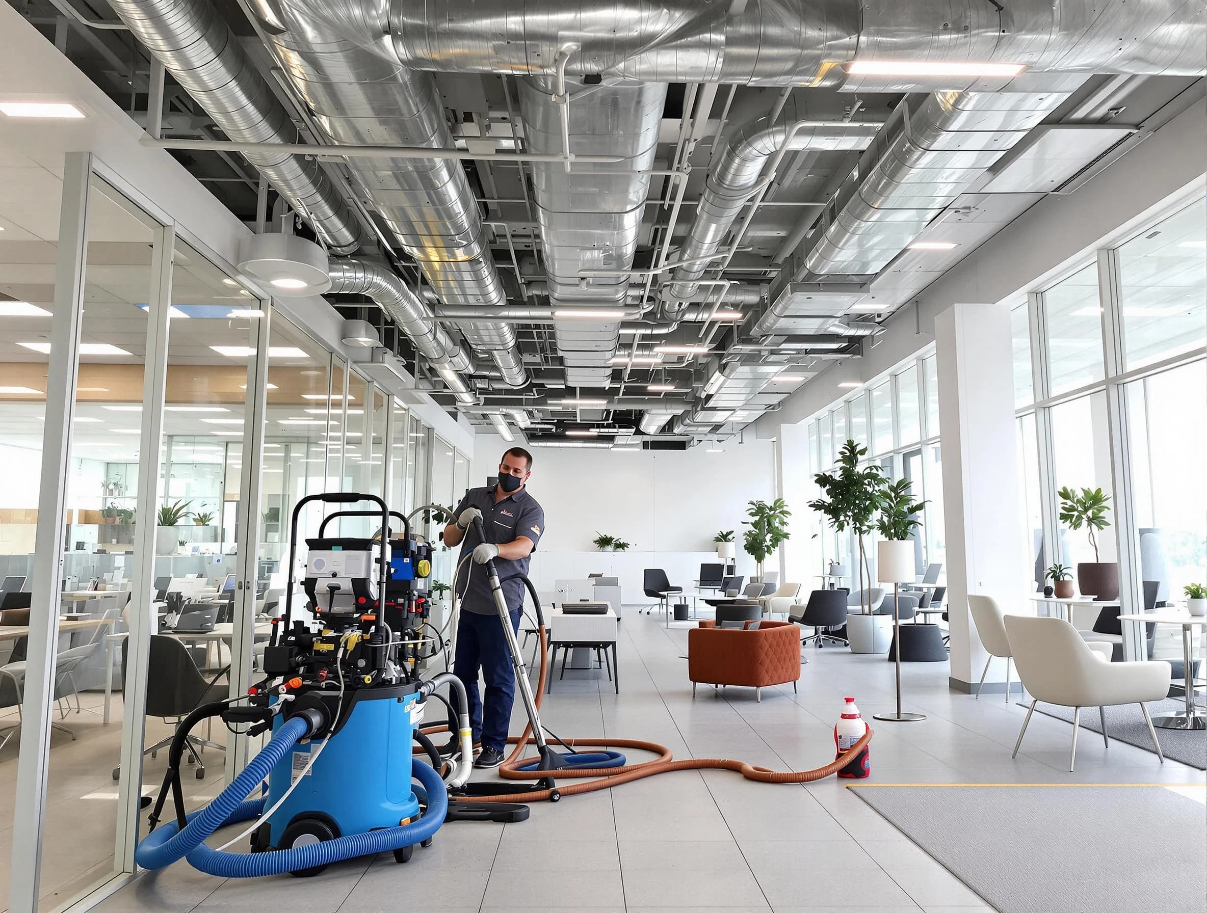 Tooele Air Duct Cleaning team conducting comprehensive commercial duct cleaning at a business location in Tooele