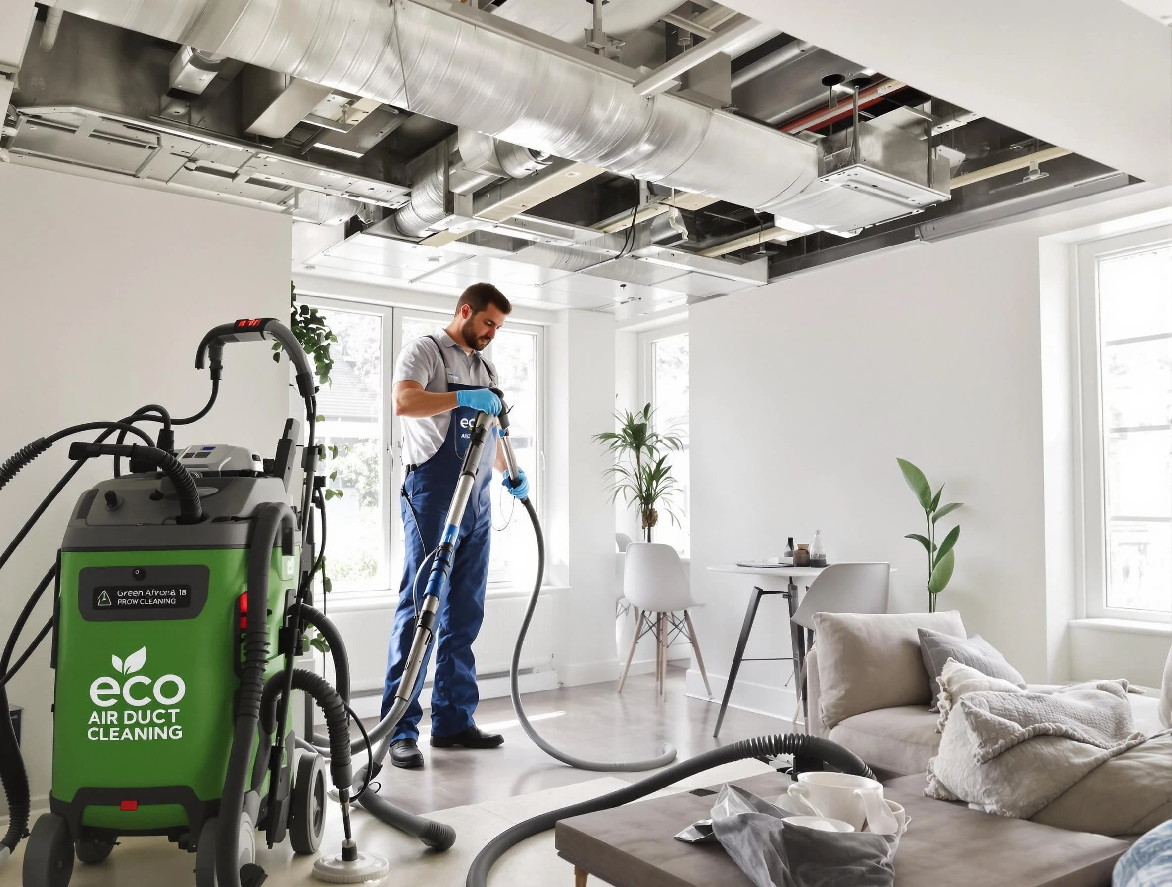 Tooele Air Duct Cleaning technician performing eco-friendly duct cleaning using sustainable methods in Tooele
