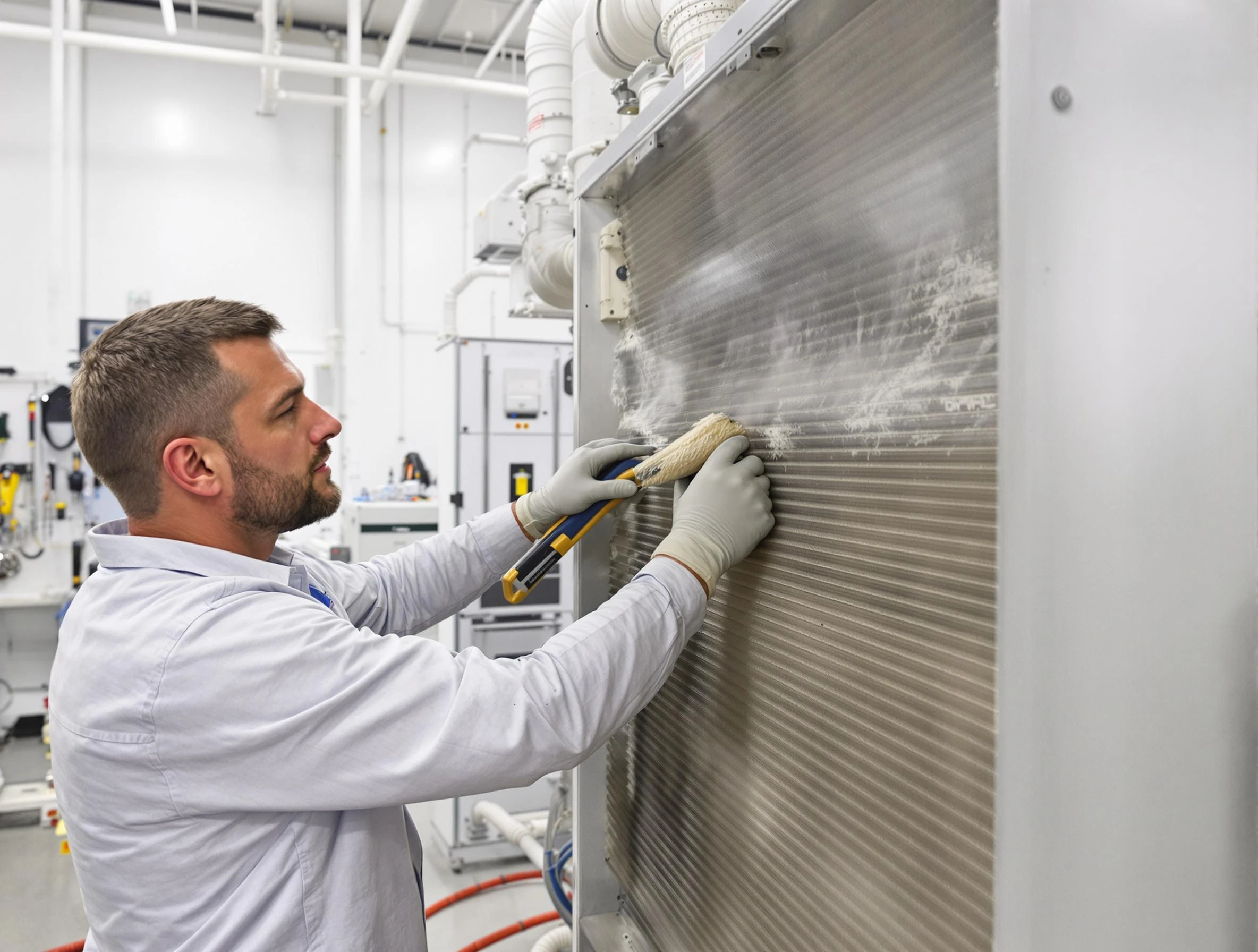 Tooele Air Duct Cleaning technician performing precision commercial coil cleaning at a Tooele business